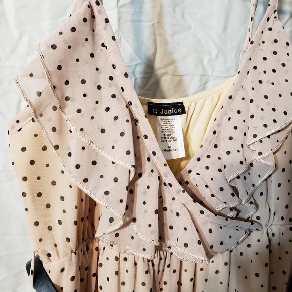 Polka dot chiffon dress with belt - Picture 3 of 6